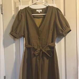 Olive Green Button-Down Dress by Gilli